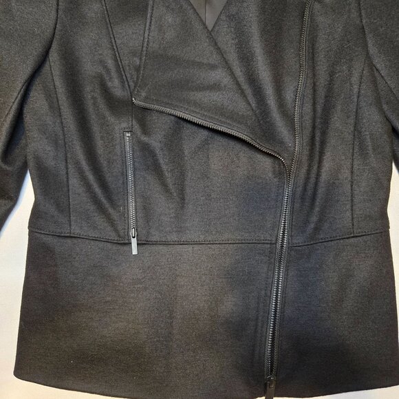 Classiques Entier Black Wool-Blend SZ S Asymmetrical Zip Blazer Jacket - Picture 3 of 7